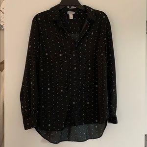 Button down high low blouse